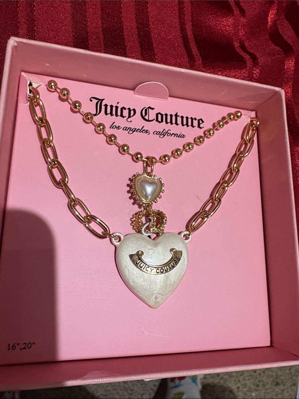 Juicy Couture Gold & White Heart Charm Layered Necklace - Picture 2 of 2